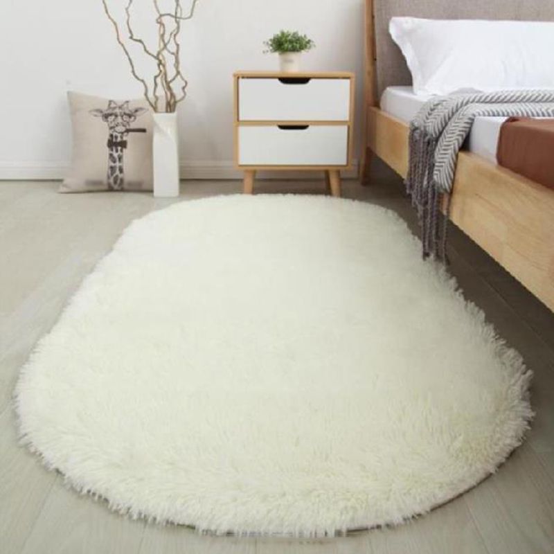 Oval Plush Rug Indoor Rug Non-Slip Backing Machine Washable Area Carpet