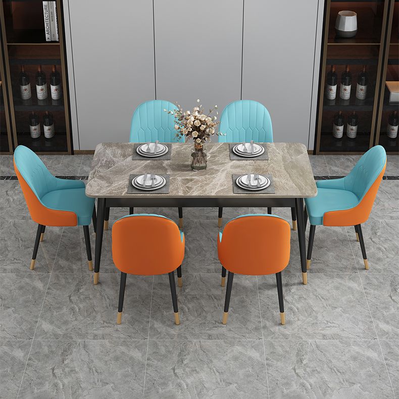Rectangle Contemporary Style Dining Room Set Sintered Stone Dining Furniture Set with 4 Legs Table