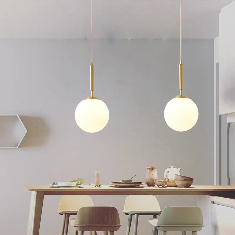 Modern Minimalist Design Globe Hanging Lamp Opal Frosted Glass Shade 1 Light  Pendant Light