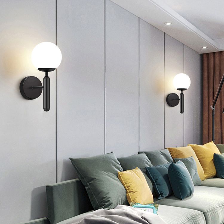 Ball Shaped Wall Sconce Lighting Minimalist Style Glass Wall Mount Light Fixture