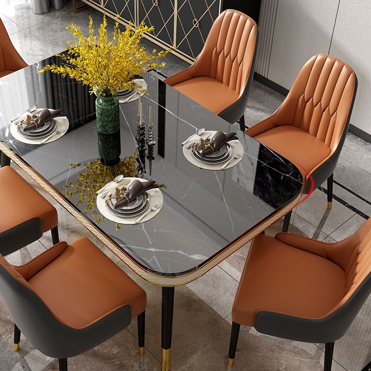 Glam Rechteck Form Küche Esstisch Marmor Standard Esstisch mit 4 Beinbasis