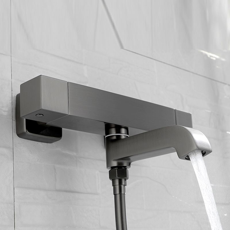 Black Tub Filler Wall-Mounted Brass Single Knob Handle Swivel Tub Filler with Handshower