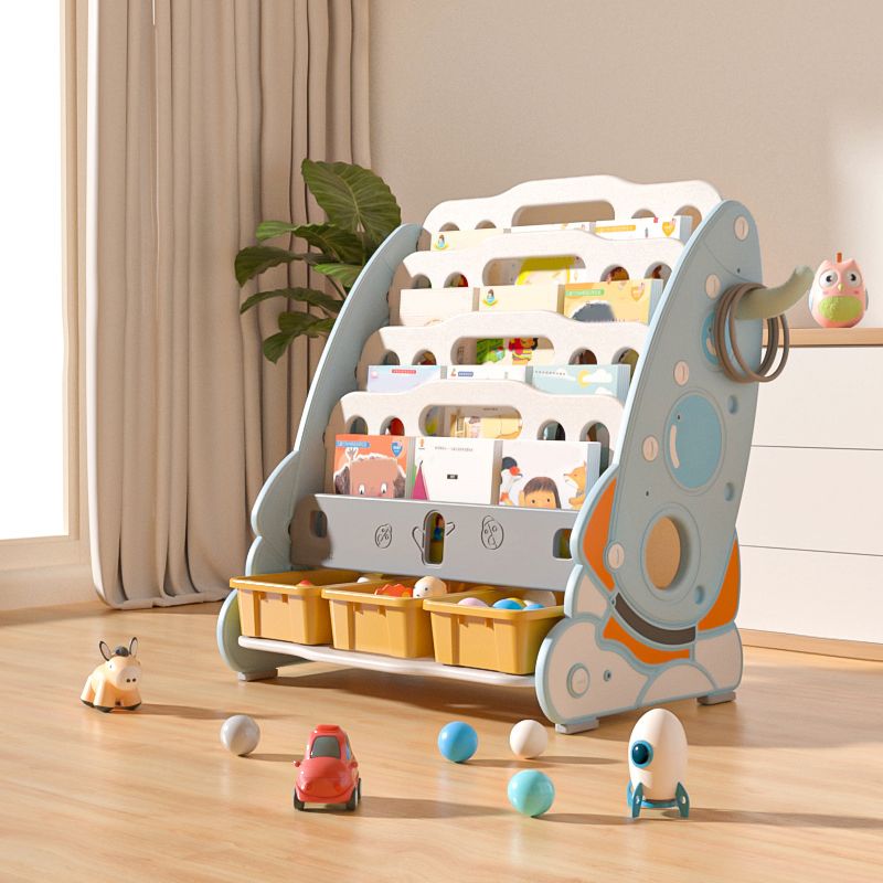Modern Plastic Bookshelf Freestanding Open Back Storage Bookcase