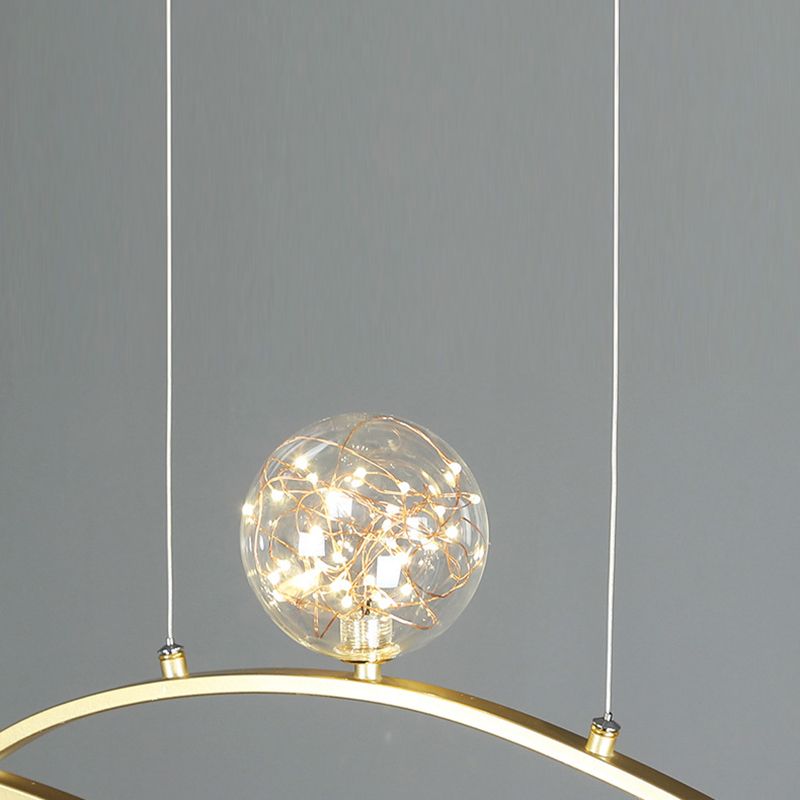Modern Style Chandelier Light Round Glass Shade Ceiling Hanging Light for Dining Room
