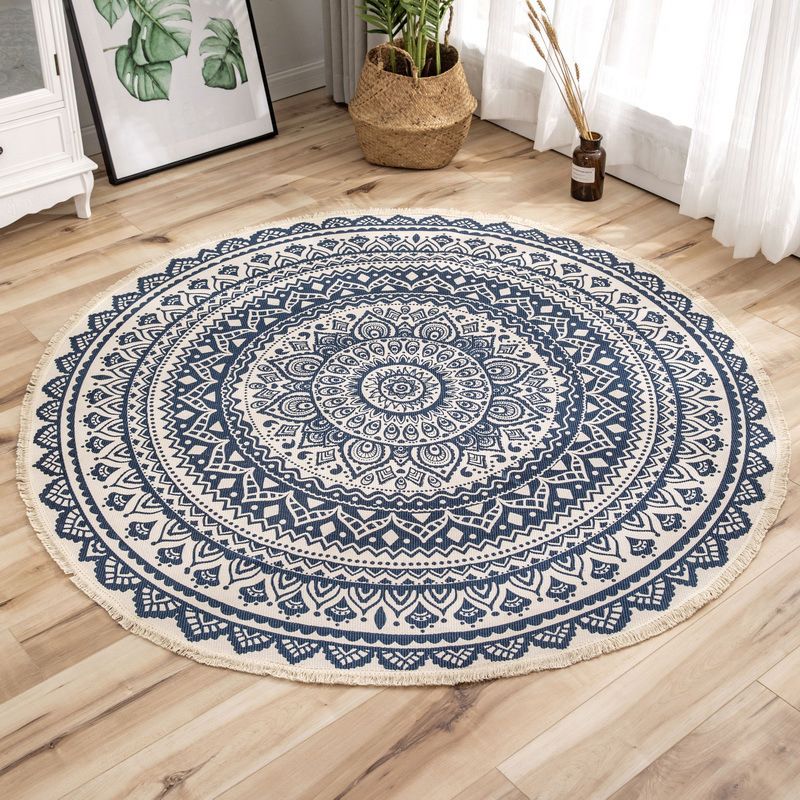 Moroccan Geometric Printed Rug Multi-Color Cotton Area Carpet Easy Care Pet Friendly Indoor Rug for Bedroom