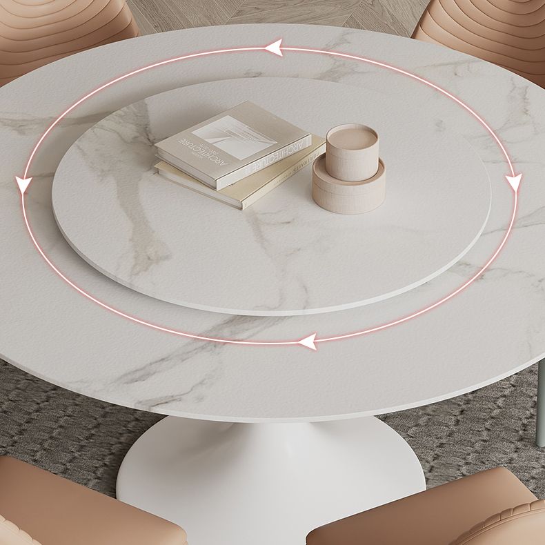 Modern Round Dinette Set 1/3/4/5/7 Pieces Dining Table Set with White Sintered Stone Top
