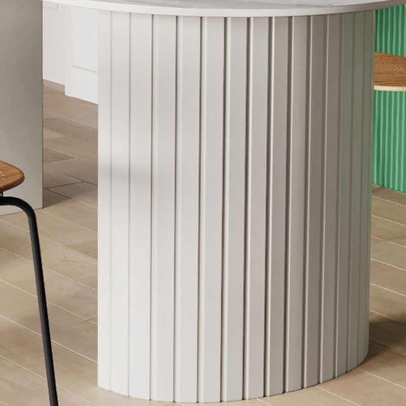 Table blanche supérieure en pierre frittée pour table de cuisine moderne de restaurant avec double piédestal
