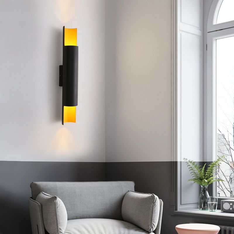 Cilindro Dormitorio Luz de luz Luz de luz Metal Simplicity Lighting Lights en dorado-negro