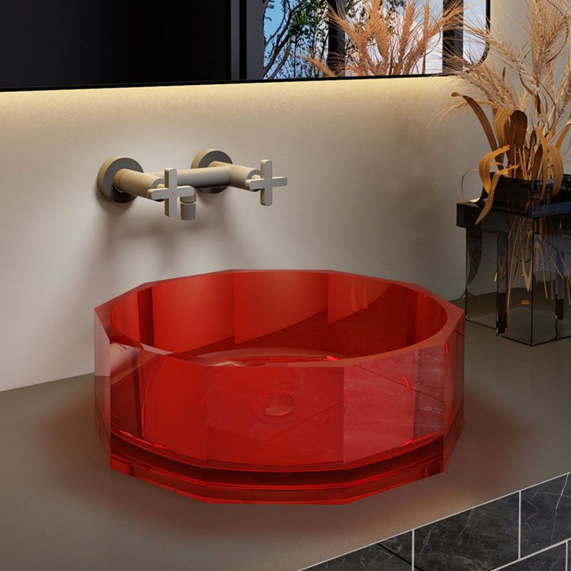 Modern Wash Stand Transparent Solid Color Resin Bathroom Sink(Not Included Faucet)