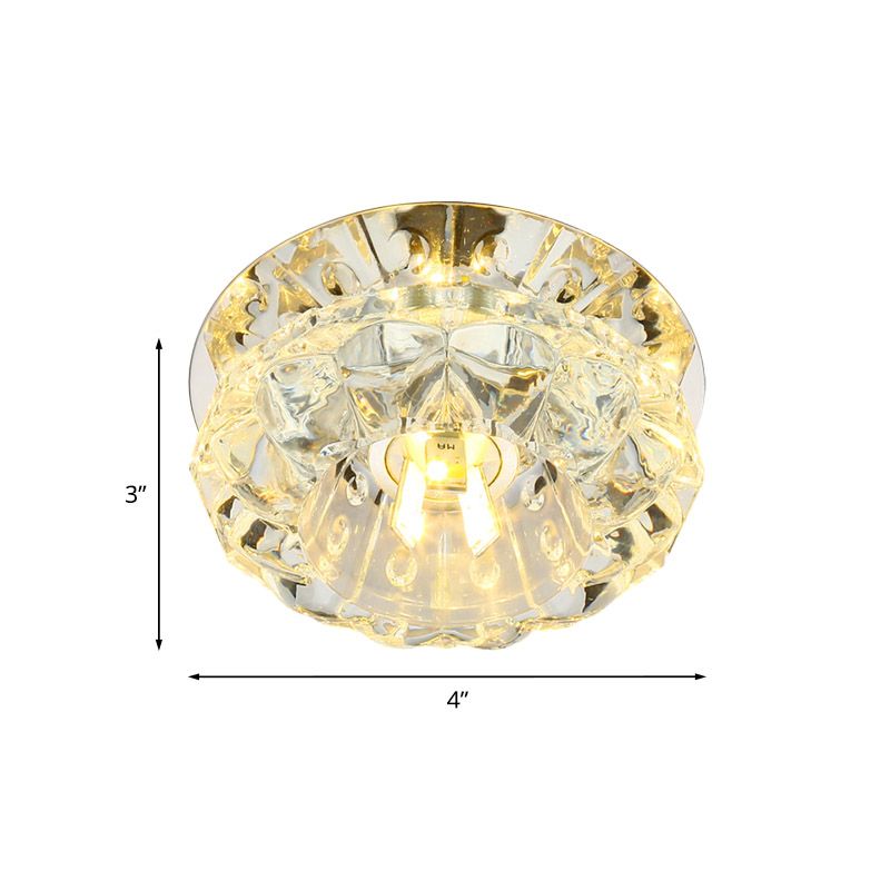 Minimalist Flower Flush Mount Lamp LED Beveled Crystal Ceiling Lighting for Corridor