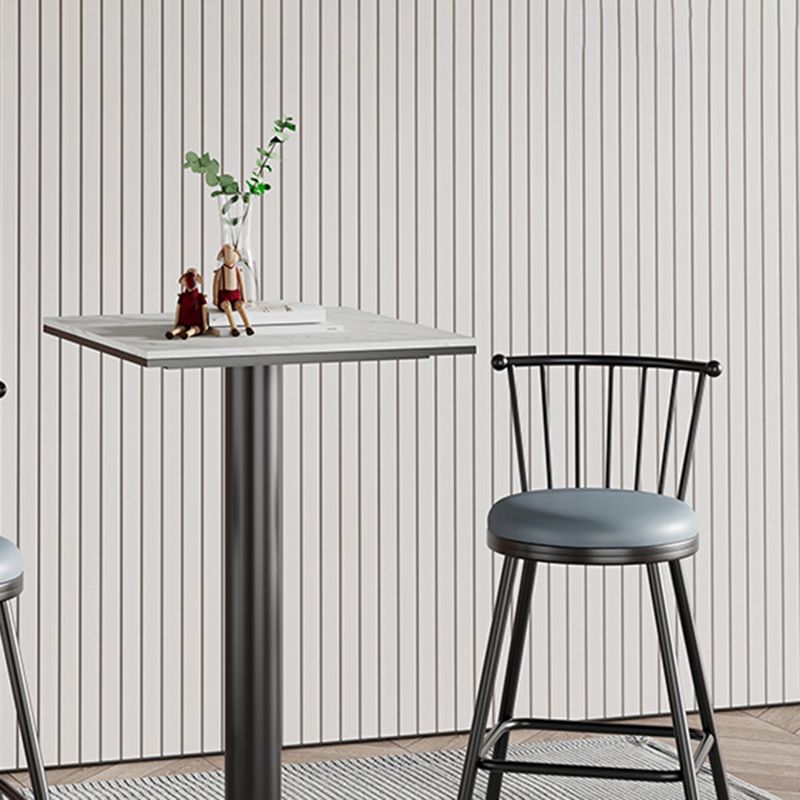 Modern 1/2/3/5 Pcs Bar Set with Square Pub Table and Metal Stools for Home