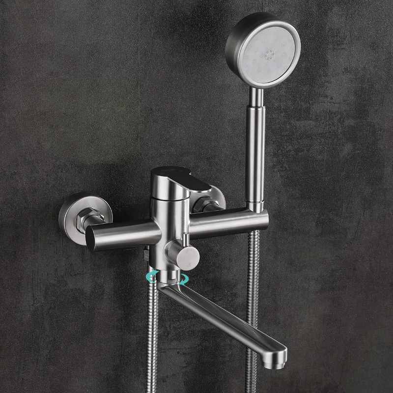 Wall Mounted Metal Tub Filler Low Arc Swivel Bathroom Faucet