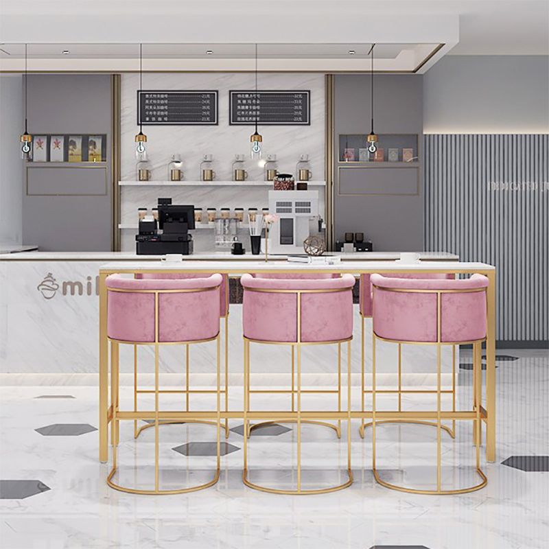 Glam Pub Table Faux Marble Rectangle Bar Table for Breakroom