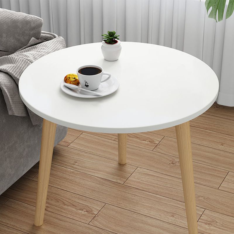 3 Legs End Table Wood White/Natural Round Side Table for Living Room