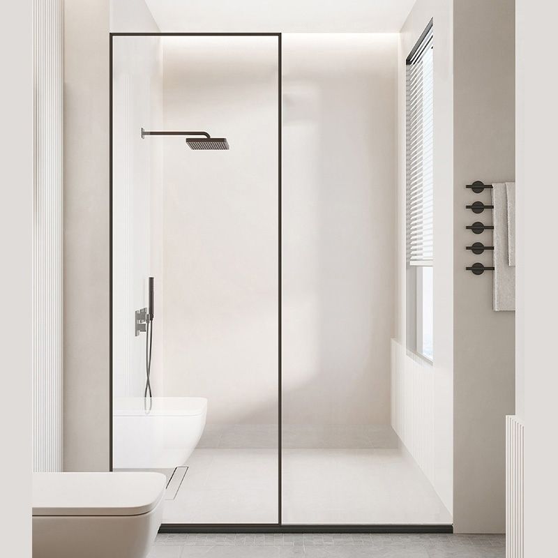 Black Full Frame Fixed Shower Screen Tempered Glass Shower Door