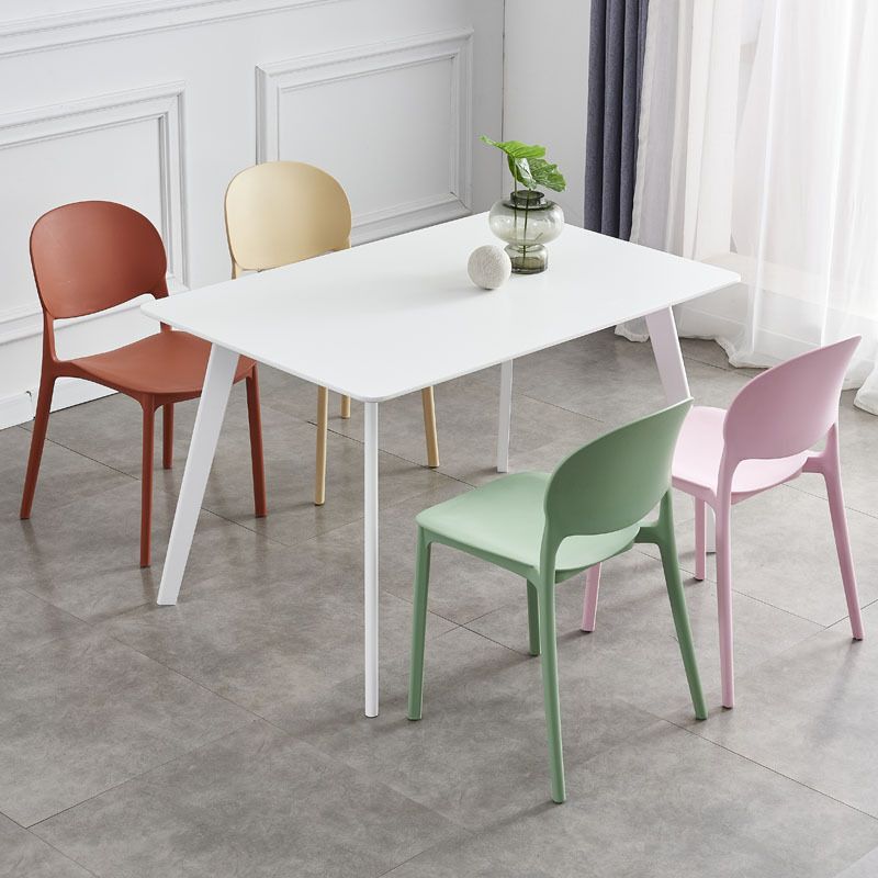 Home Kitchen Dining Armless Chair Open Back Side Plastic Chair