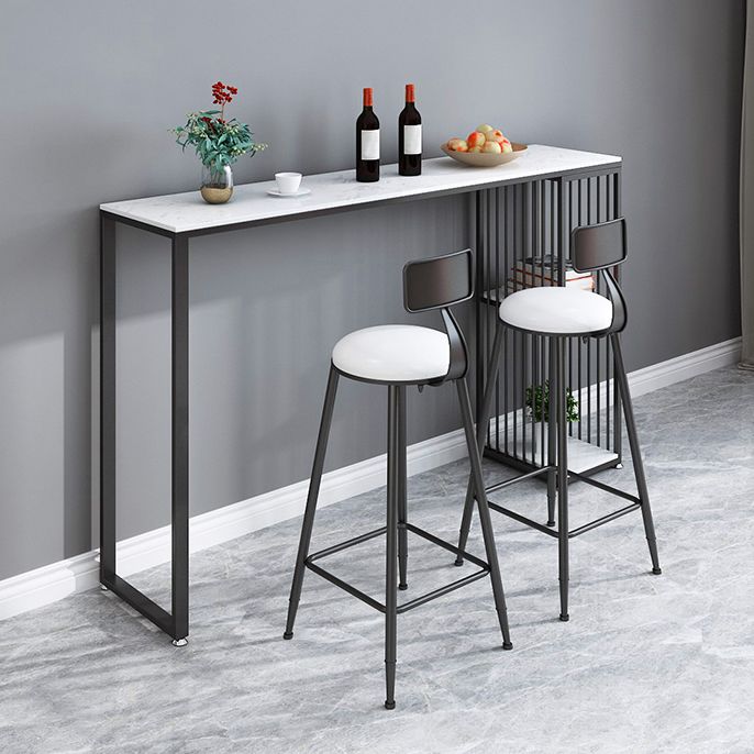 Modern Bar Table Set 1/2/3 Pieces Faux Marble Counter Table with Upholstered Stools