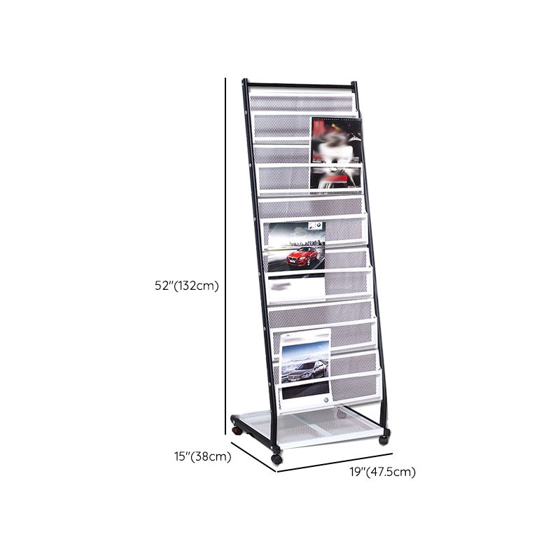 Contemporary Vertical Metal Bookshelf Closed Back Bookcase with Shelves