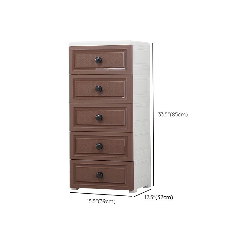 12.48 Inch Width Modern Nursery Dresser Chest Kids Nightstand with 5 Drawers