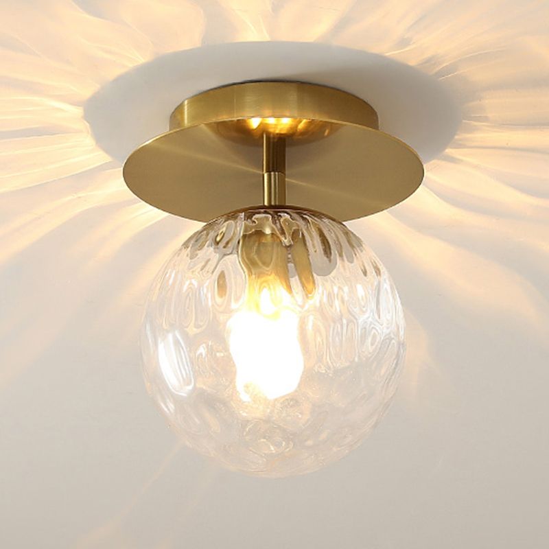 1 Light Spherical Ceiling Light Modern Style Glass Ceiling Lighting for Dining Room