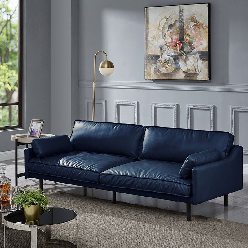 Modern 4-Seater 29.52" H Genuine Leather Pillow Top Arm Sofa