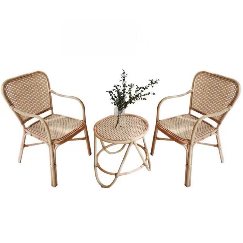 20" Wide Tropical Rattan Dining Armchair Natural Outdoor Chair