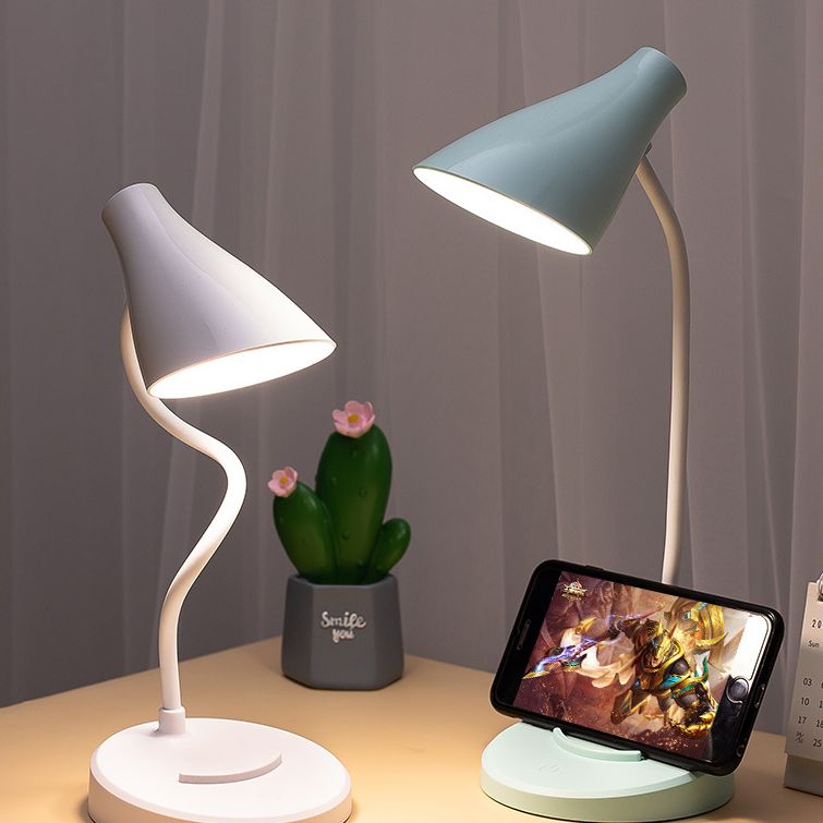 Conical LED Study Light Macaron Plastic Kids Room Touch Control Table Light