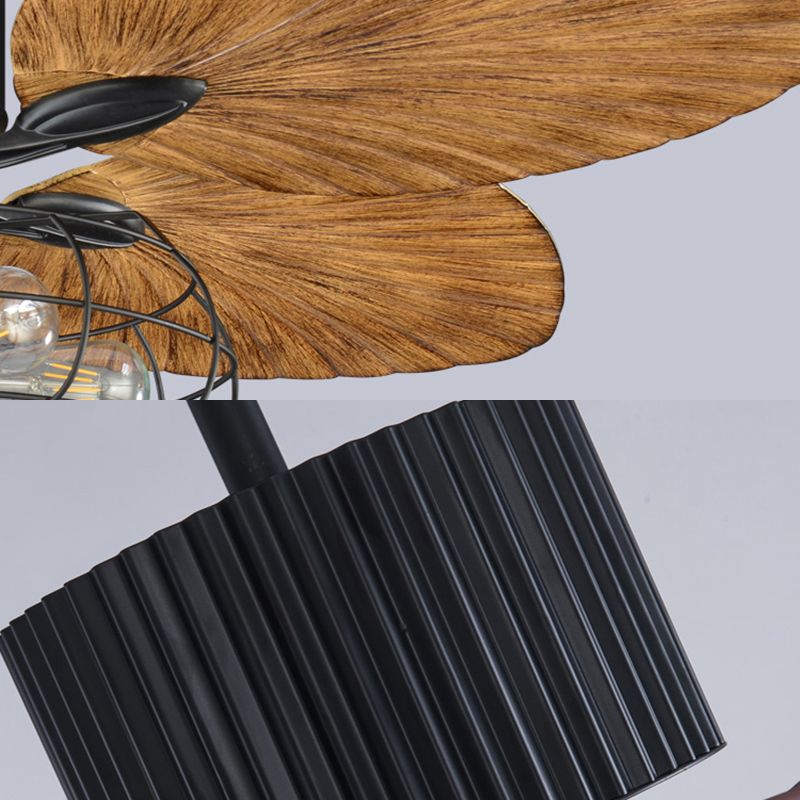 Klassischer Käfigstil Semi Flush Mount Metal 4 Lichter Deckenventilator mit Kristallanhängen in Schwarz