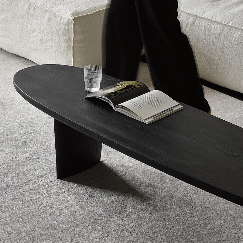 North European Oval Coffee Table Wood Cocktail Table in Black