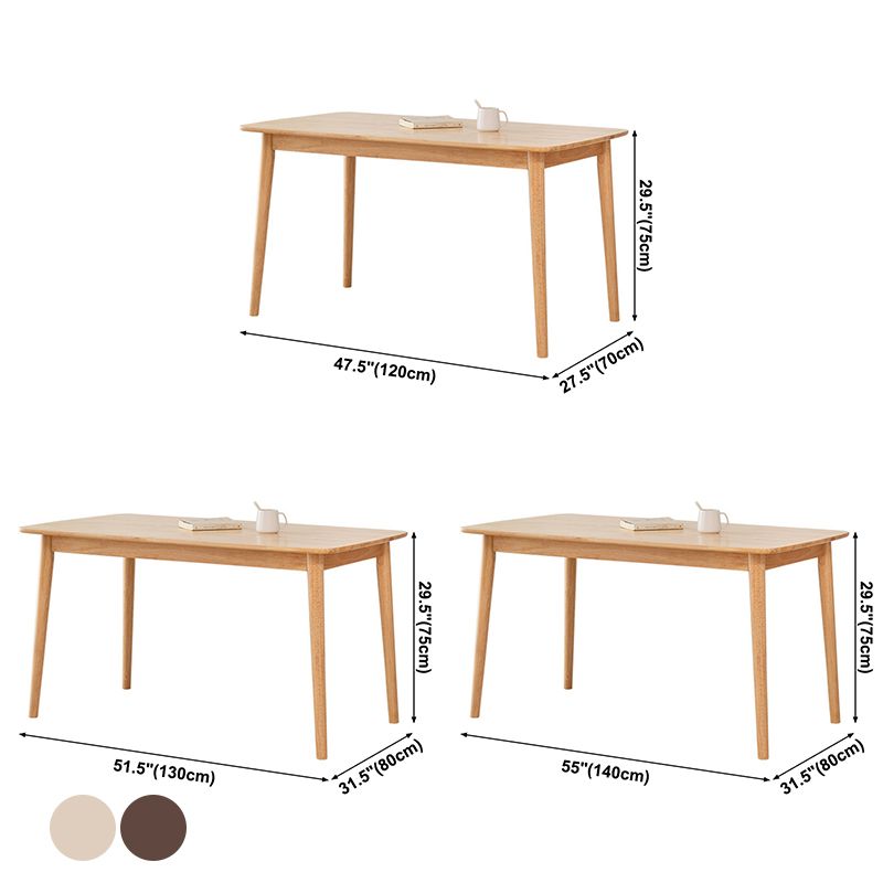 Mesa de comedor contemporánea Rectángulo de madera de goma de madera maciza 4 patas Mesa para el hogar