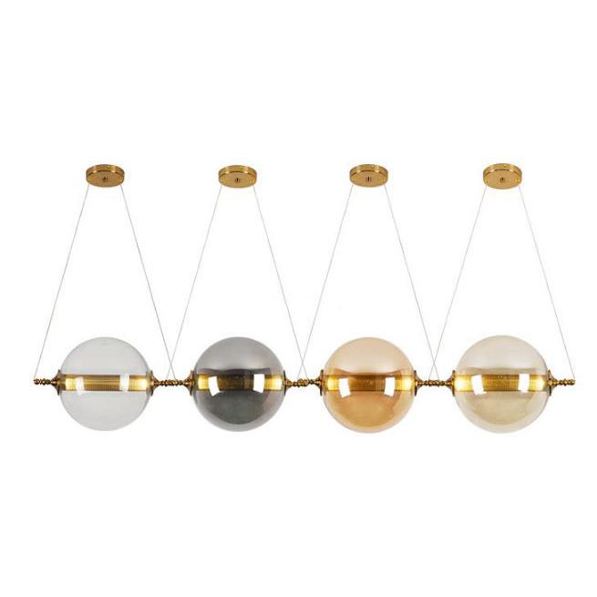 Iluminación colgante de bolas posmodernista ámbar/humo/vidrio bronceado 1 accesorio de techo de dormitorio ligero de dormitorio