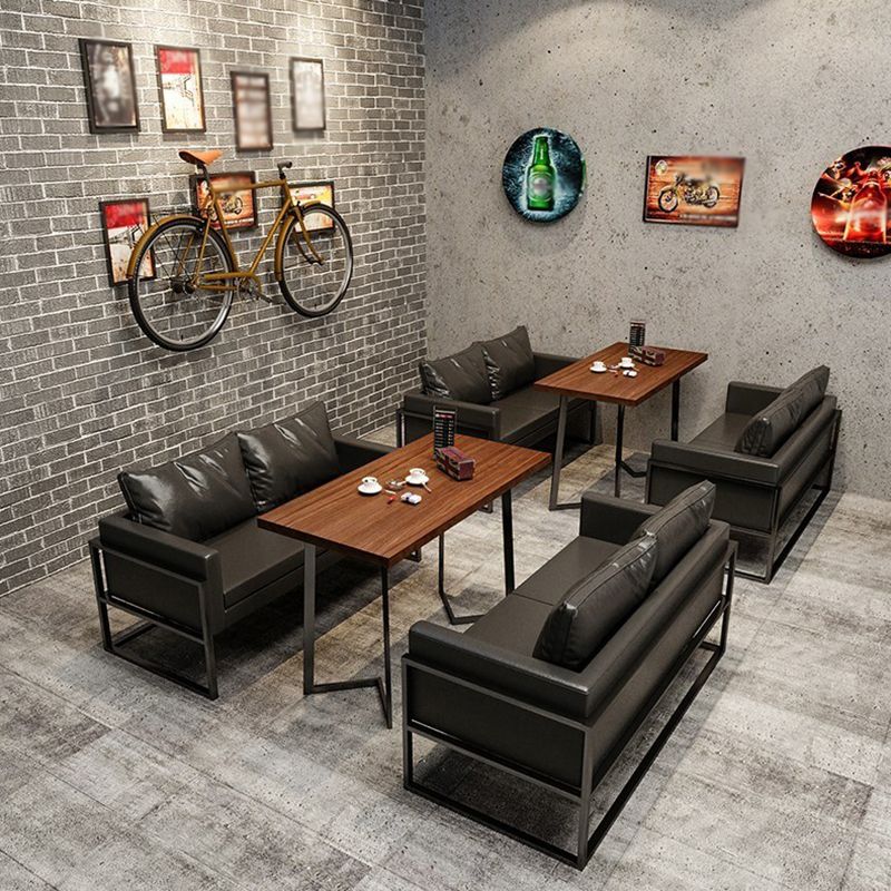 Industrial Solid Wood Dinner Room Kitchen Table Brown Table with Black Frame