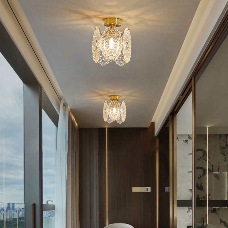 Modern Ceiling Light 1-Light Ceiling Mount Light with Glass Shade for Living Room