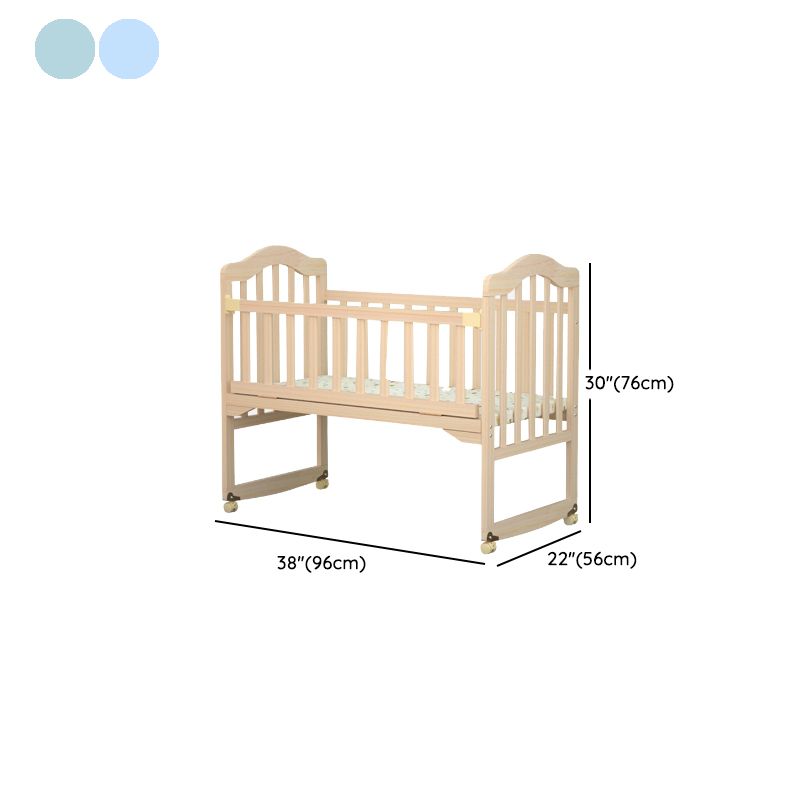 Scandinavian Animal Pattern Baby Crib Wooden Arched Crib with Casters