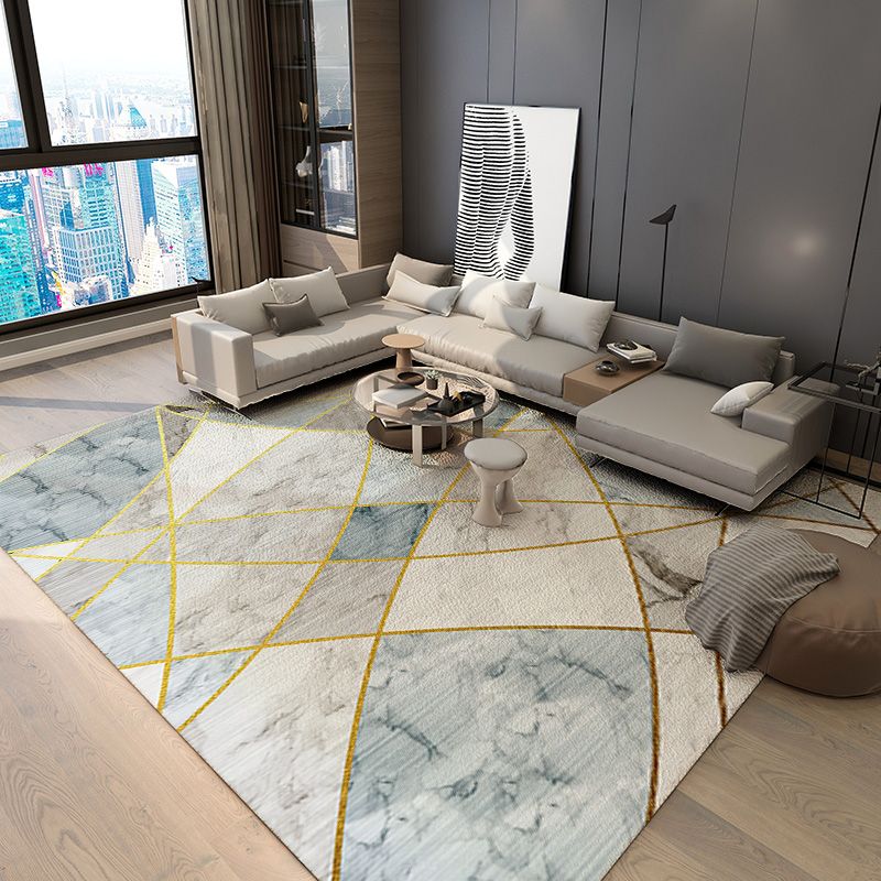 Modern Area Carpet Geometric Area Rug Polyester Home Decor Carpet with Non-Slip Backing