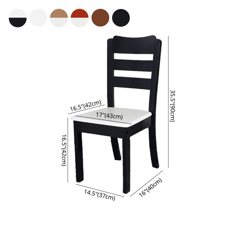Sillas de comedor sin brazos para el hogar, silla lateral con respaldo de escalera y patas de madera (juego de 2)