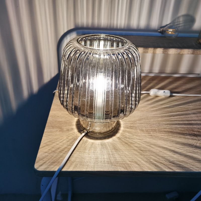 Glass Mushroom Table Lamp Nordic 1-Light Nightstand Light with Open Top for Bedroom