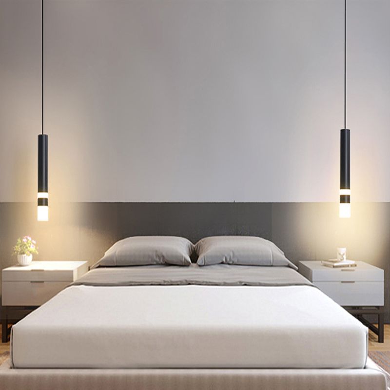 1-Light Line Hanging Pendant Modern Style Metal Hanging Lighting for Living Room