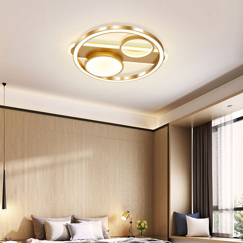 18 "/23.5" W GOUD ROUND LICHT Licht Noordse LED Acryl -spoelmontage Lamp in warm/wit licht voor woonkamer