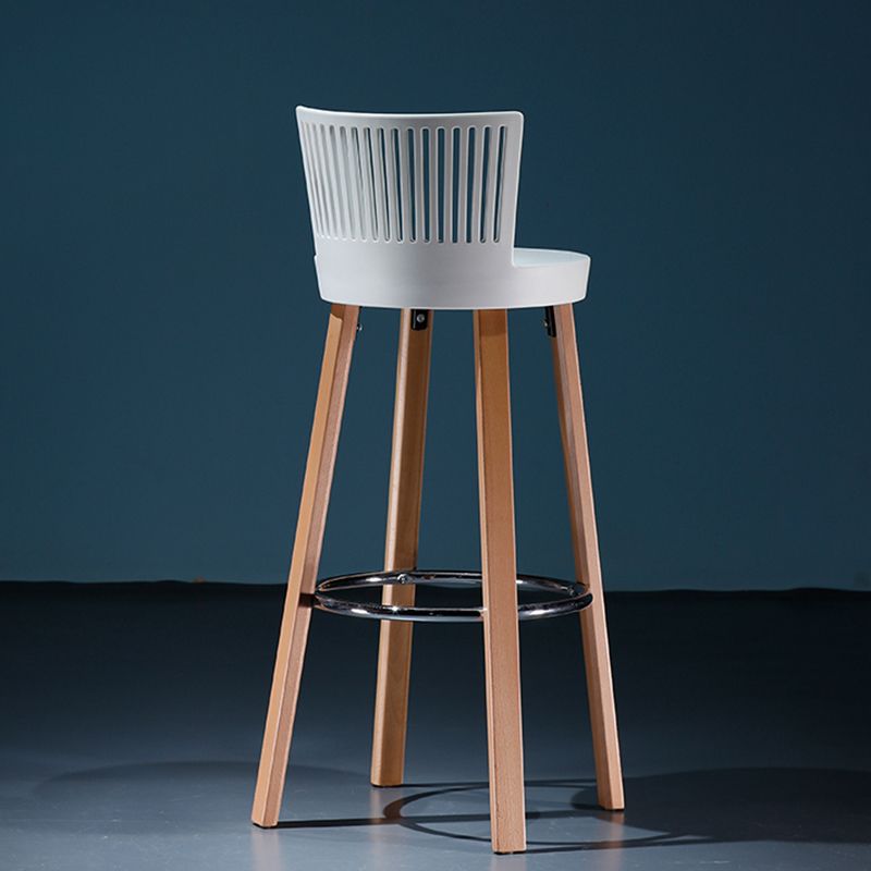 Modern Wooden Bar Stool 38" Height Backrest Armless Counter Stool with Plastic Cushion