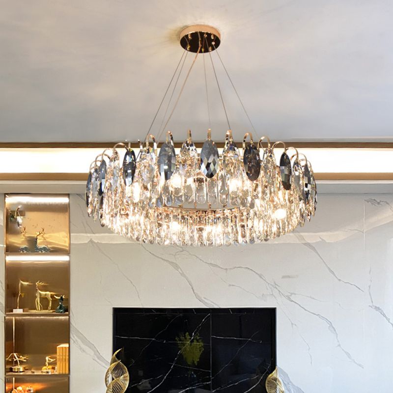 Luces de araña circular moderna accesorios de iluminación de araña de cristal para sala de estar