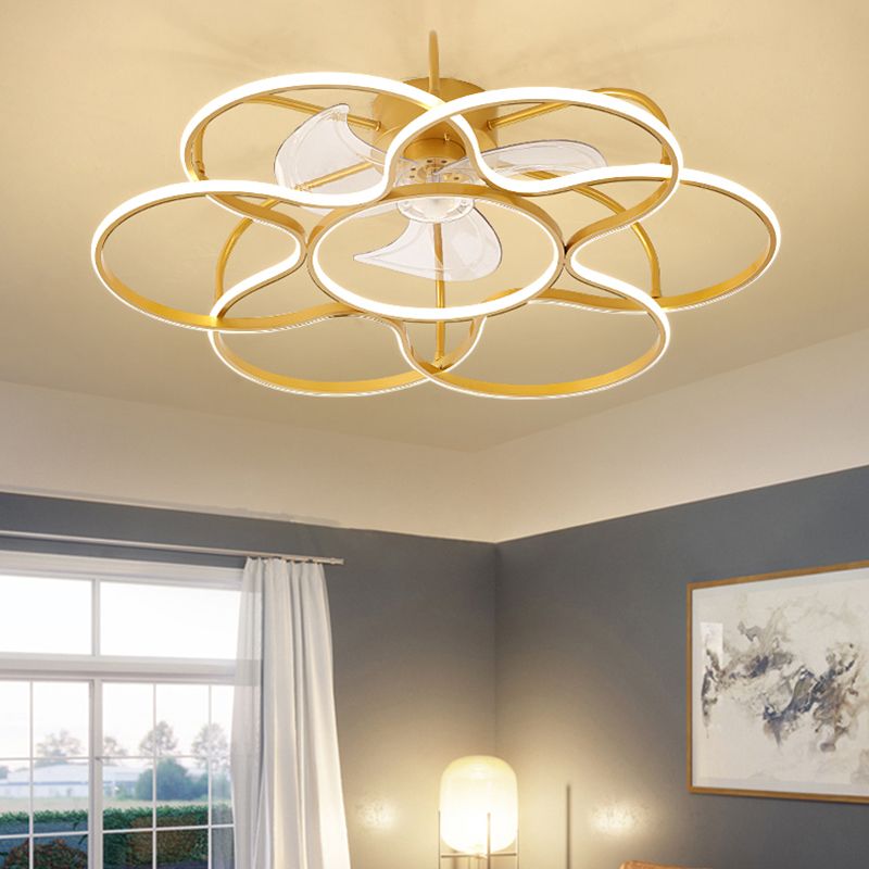 Simplicity Ceiling Fan Light Metal LED Ceiling Flush Mount for Living Room