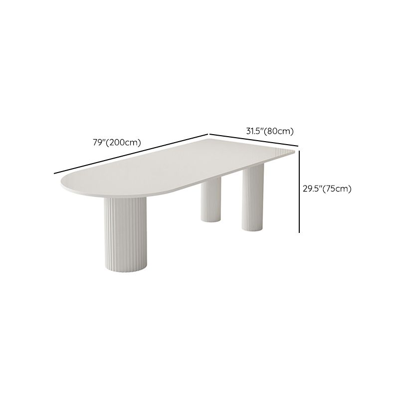 Contemporary White Color Faux Marble Dinner Table with 3 Legs