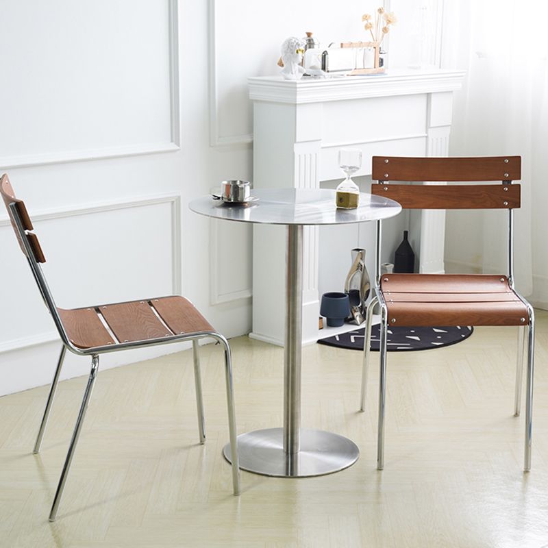 Dining Room Contemporary Silver Leg Open Back Armless Dining Chair