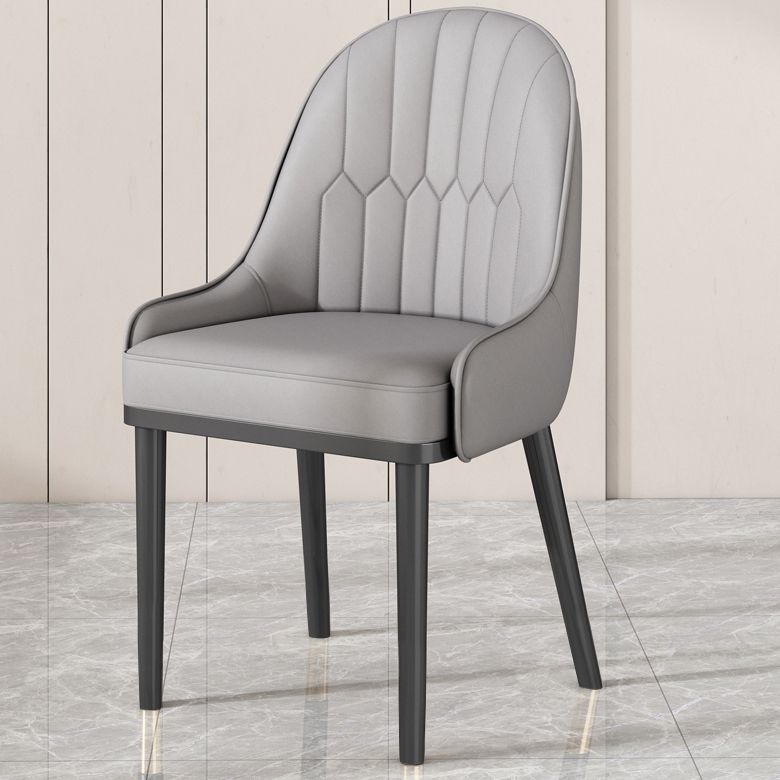 Glam Style Parsons Dining Side Chair Leather Indoor Dining Chair