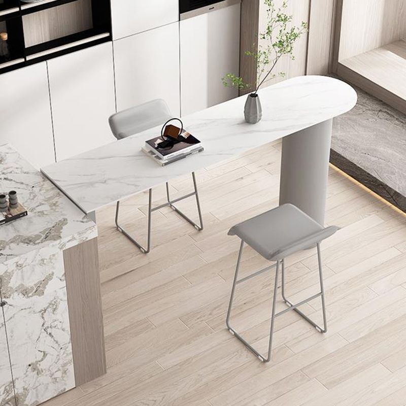 Industrial Stone Indoor Bar Height Table Double Pedestal Bar Dining Table