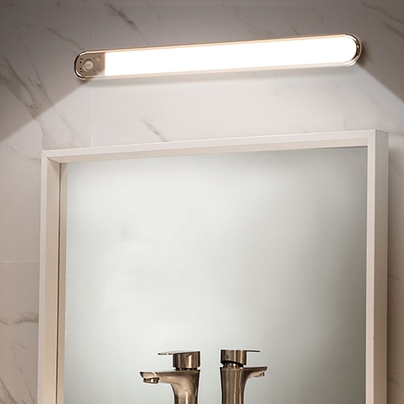 Oro Oblong Mobile Led Mirror Light Modern Metal Vanity Sconce per Powder Room