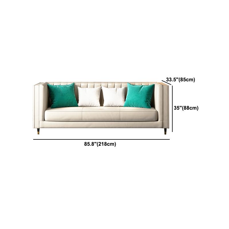 Genuine Leather Tuxedo Arm Sofa Contemporary Tight Back  Standard Sofa
