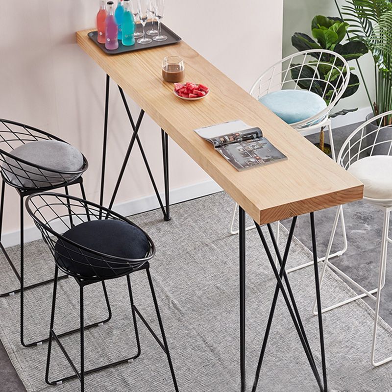 Modern Bar-height Table Solid Wood Top Bistro Pub Table with Four Legs