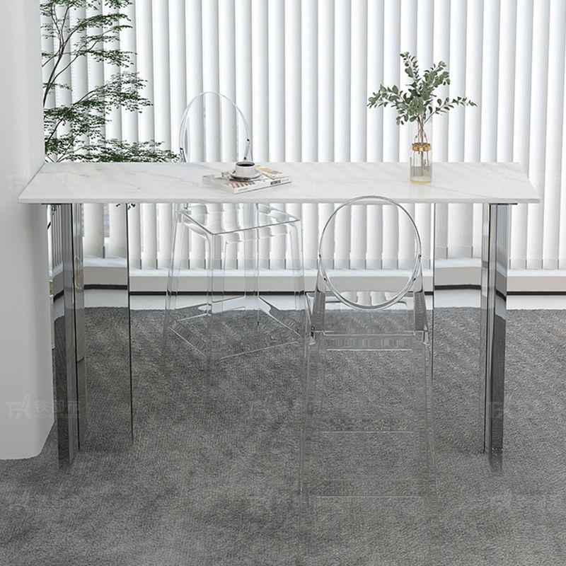 Modem & Contemporary Stone Rectangle Pub Bar Table for Living Room